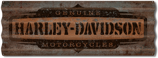 Harley-davidson® Distressed Corrugated Metal Sign - Wood (730x730), Png Download