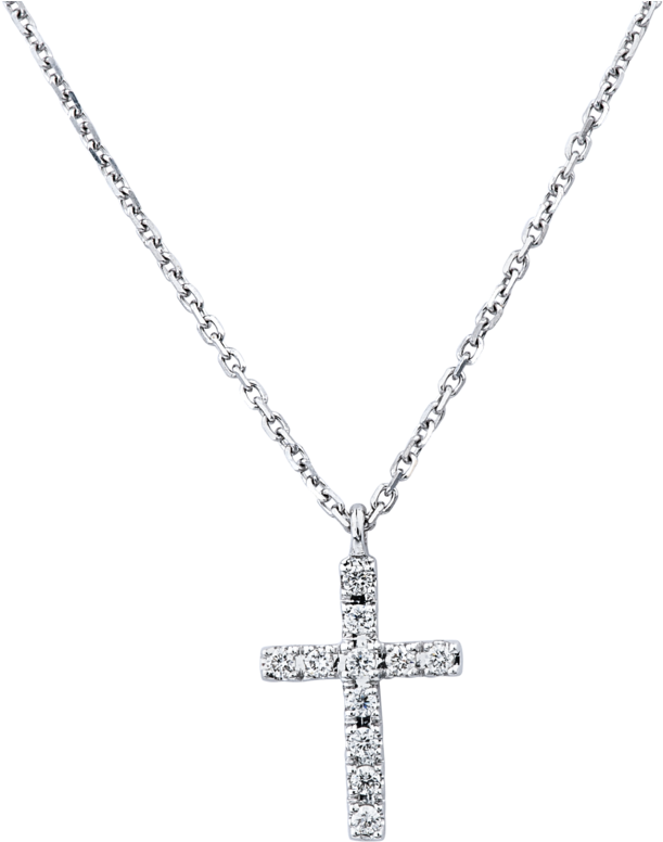 14k White Gold Diamond Cross Necklace - Locket (1400x930), Png Download