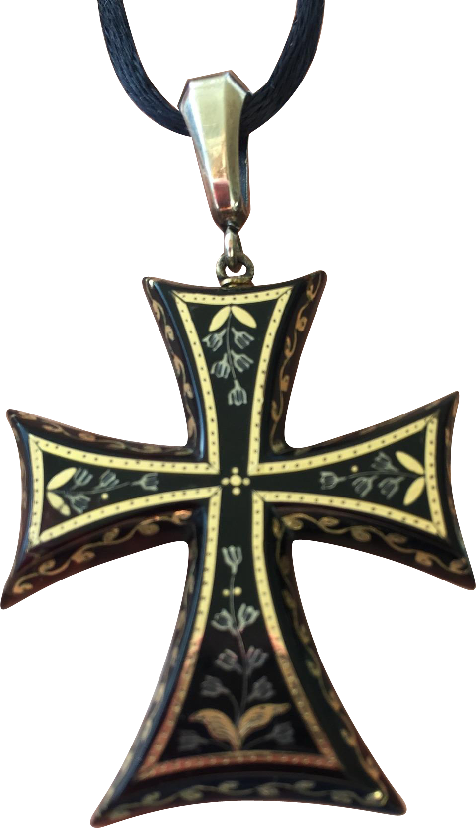 Victorian Gold And Silver Inlaid Pique Crusader Cross - Locket (1665x1665), Png Download