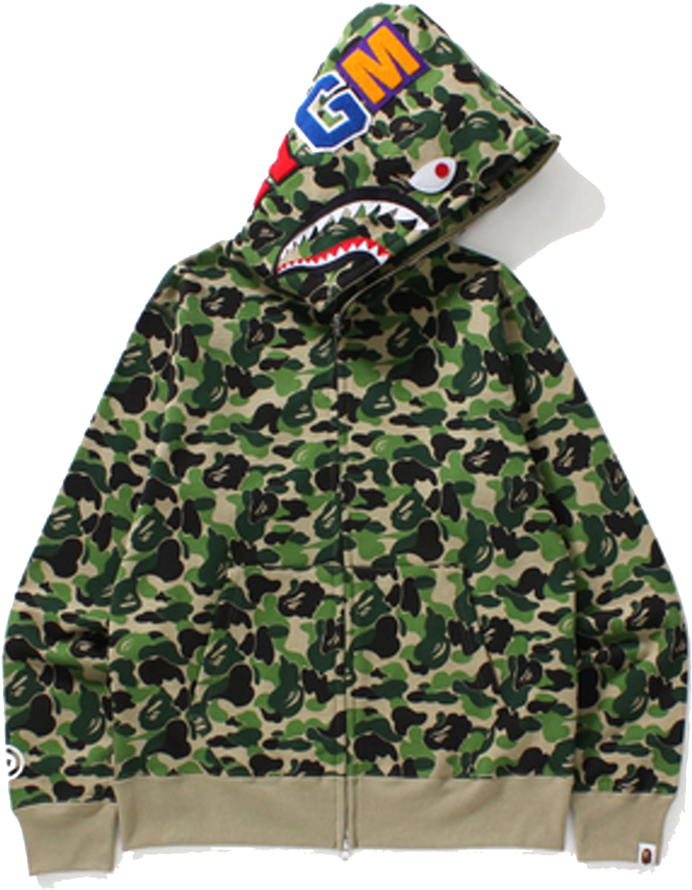 Bape Abc Shark Full Zip Hoodie 'green' - Bape Shark Hoodie Green Camo (1024x1024), Png Download