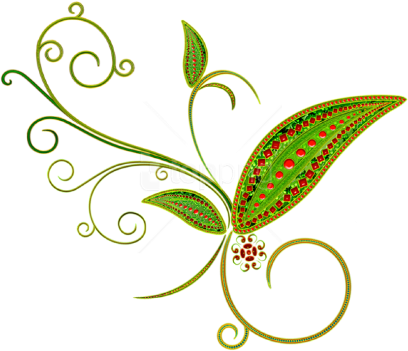 Download Green Deco Flower Ornament Clipart Png Photo - Floral Ornament Ornament Png Transparent (850x761), Png Download