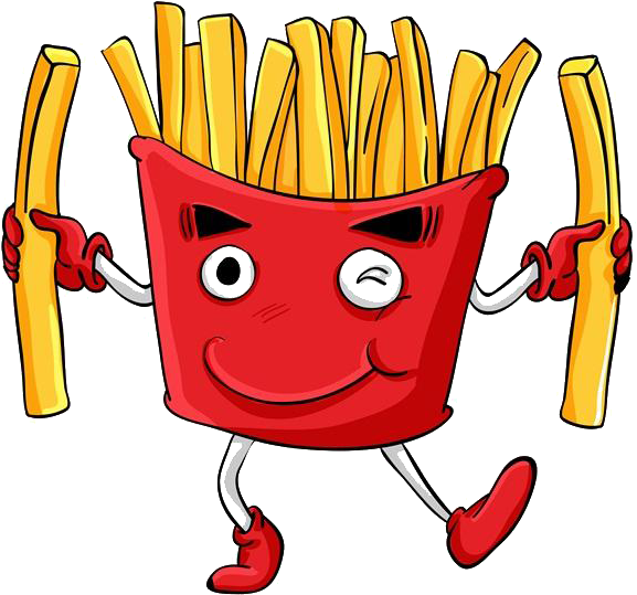 French Fries Fast Food Junk Food Cartoon - French Fries Cartoon Png (577x539), Png Download