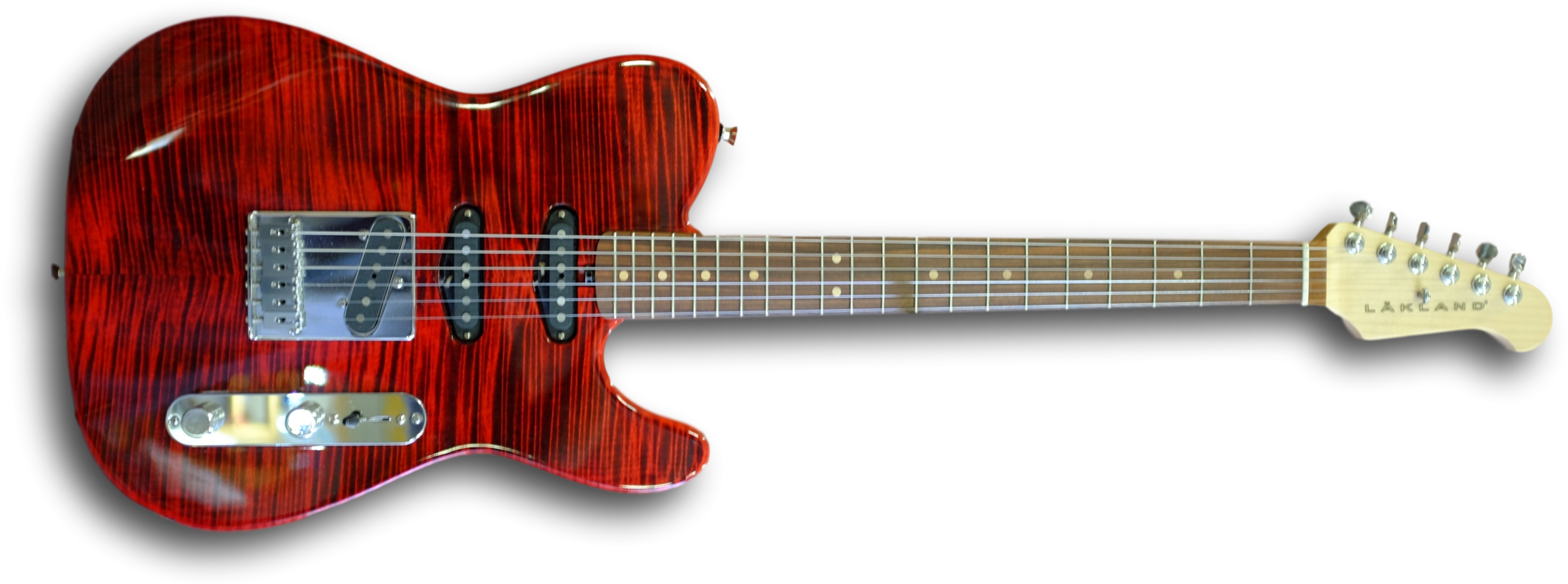 Lakland 65-t Guitar Demo Flame Top 3 Pickup Model - Electric Guitar (2416x950), Png Download