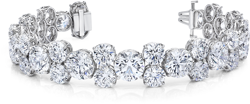 B5855 Round Diamond Bracelet Front - Platinum (900x900), Png Download