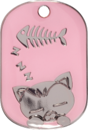 Pink Sleeping Cat Fashion Pet Tag By Bow Wow Meow - Paw (600x550), Png Download