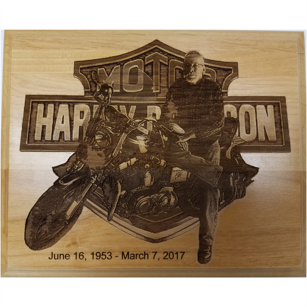 Photo Engraved Wood Plaque - Motorcycle (1004x1004), Png Download
