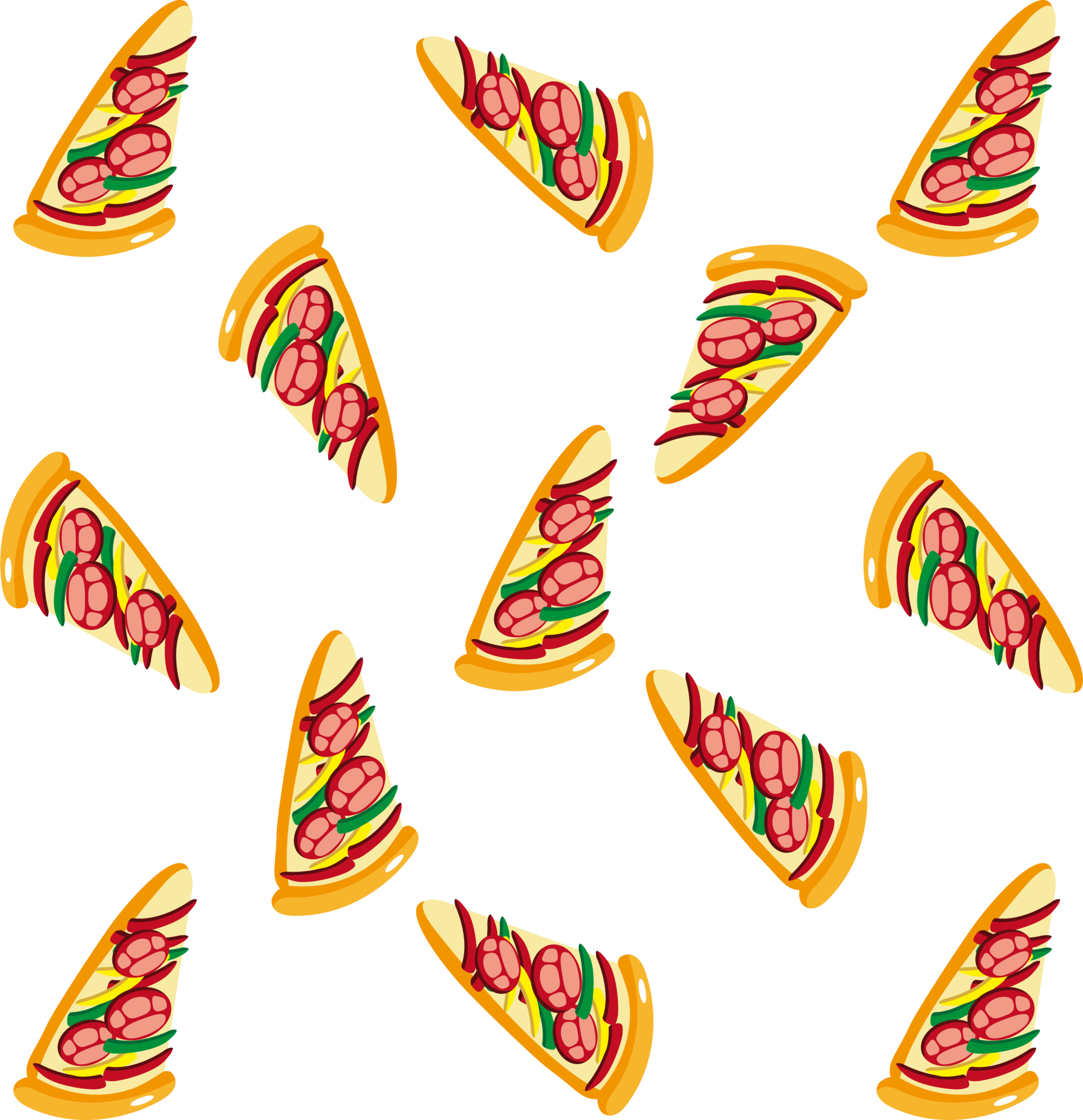 Pizza Fast Food Pattern - Cartoon Pizza Pattern (2000x2068), Png Download