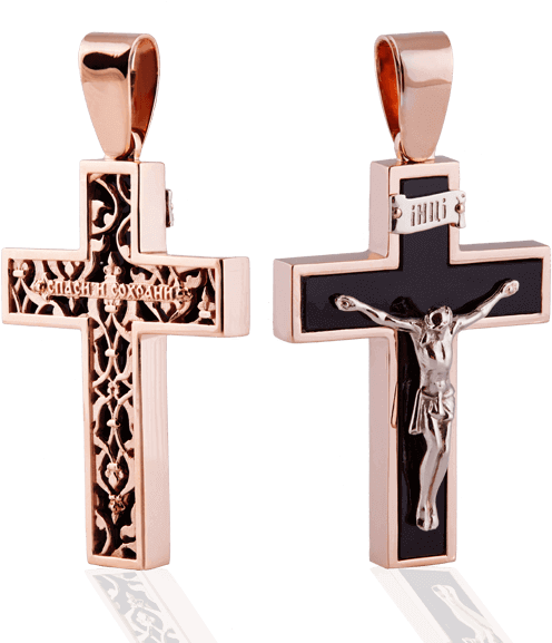 Man's Cross “ahates” With An Agate - Золотой Крестик С Агатом (600x600), Png Download