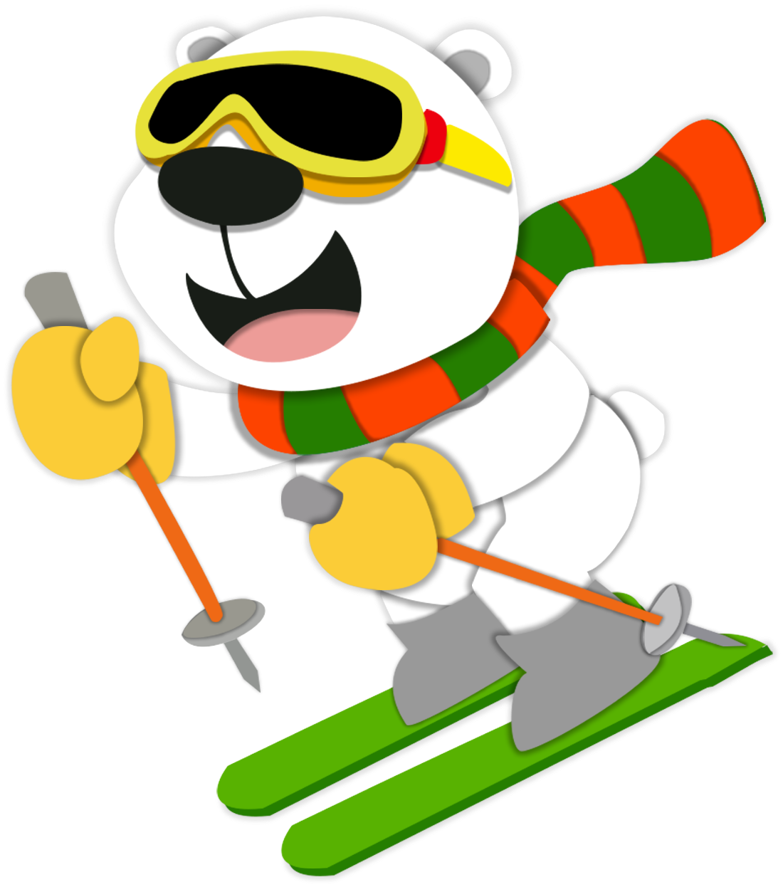 Couleur Dessin Animé Créatif Hiver Png Et Psd - Dessin Animaux Sur Ski (2000x2000), Png Download