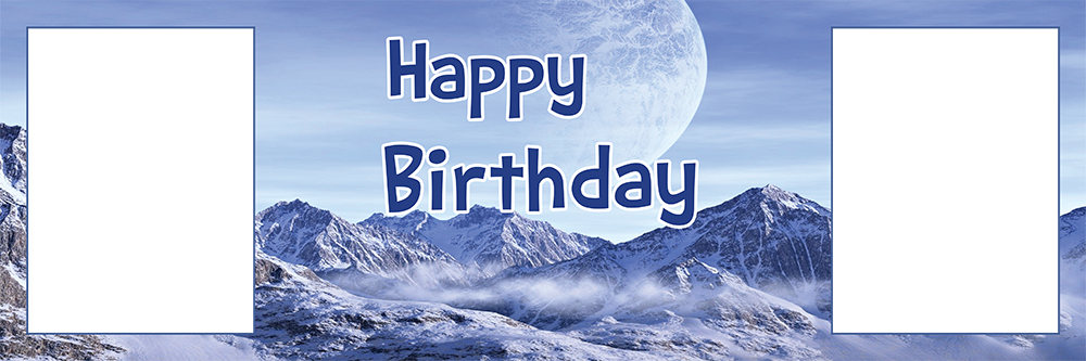 Personalised Snow Mountains Photo Birthday Banner - Summit (1000x333), Png Download