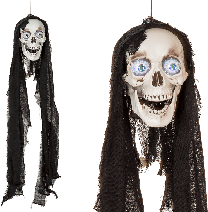 Plastic Skull With Light & Sound Ca - Straszne Ozdoby Na Halloween (945x709), Png Download