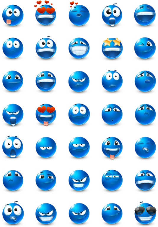 Search - Blue Emoticons (560x784), Png Download