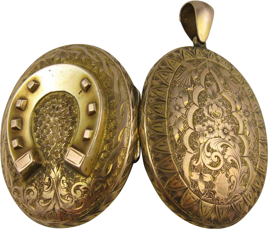 Extra Large Antique Victorian 9k Gold Engraved Big - Locket (1041x1041), Png Download