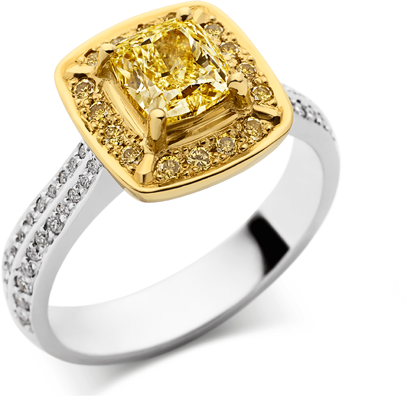 Photo Of Yellow And White Diamond Ring - Pre-engagement Ring (1700x1800), Png Download