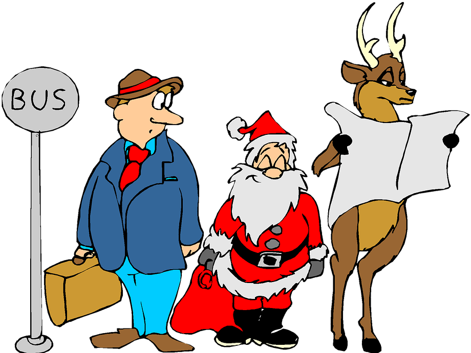 Christmas, Holiday, Clip Art, Reindeer, Bus Stop, Funny - People At The Bus Stop Clipart (960x703), Png Download