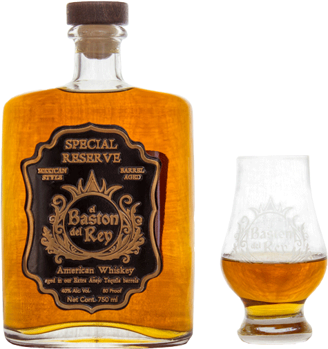 Bason Del Rey Whiskey Bottle With Glass - Glass Bottle (600x750), Png Download