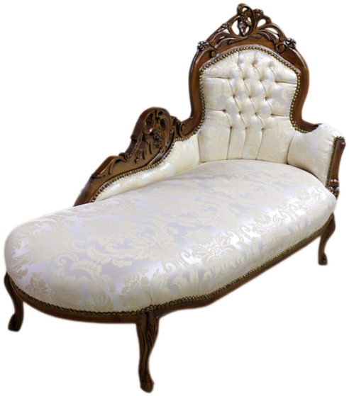 Chaiselongue Brown Frame, Biege Royal Flowers Silk - Chaise Longue (570x570), Png Download