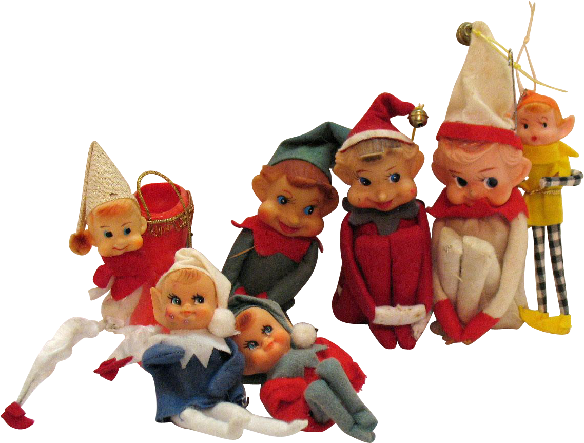 Seven Pixie Tree Ornaments S Good Condition - Stuffed Toy (1137x1137), Png Download