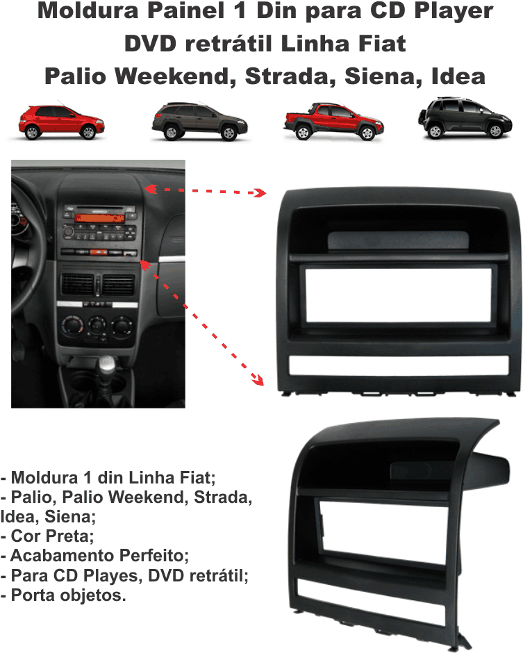 Moldura Painel 1din Palio Strada Siena Idea Cor Preta - Minha Casa Minha Vida (901x1000), Png Download