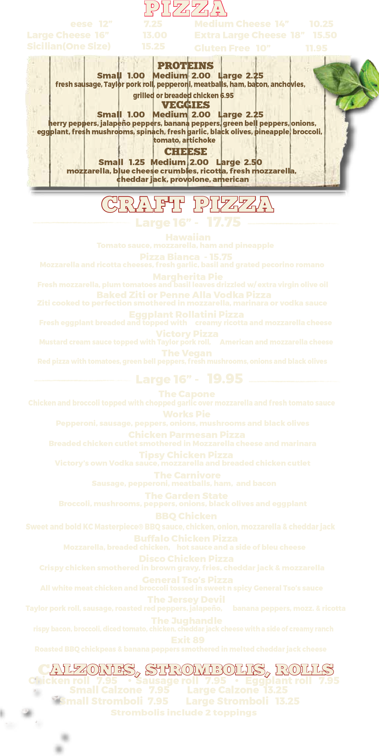 Pizza, Calzones & Strombolis - Letter (1217x2536), Png Download