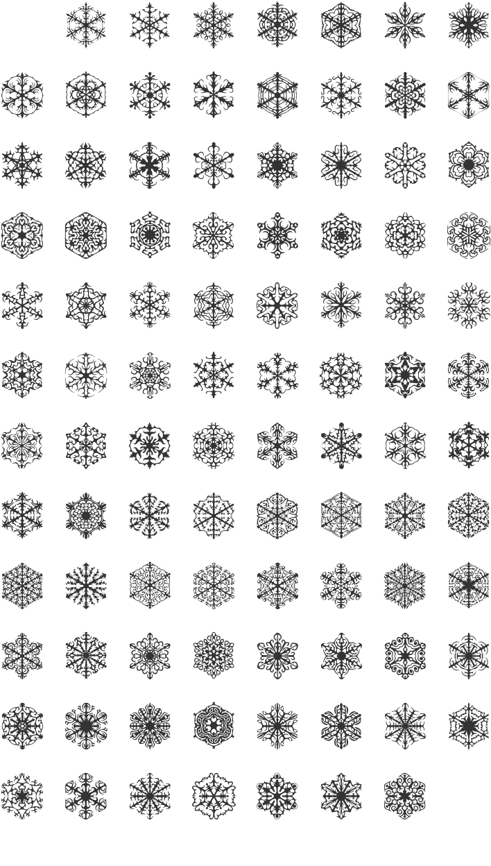 Faux Snow Dingbat Font Specimen - Snowflake Snow Tattoo (720x1313), Png Download