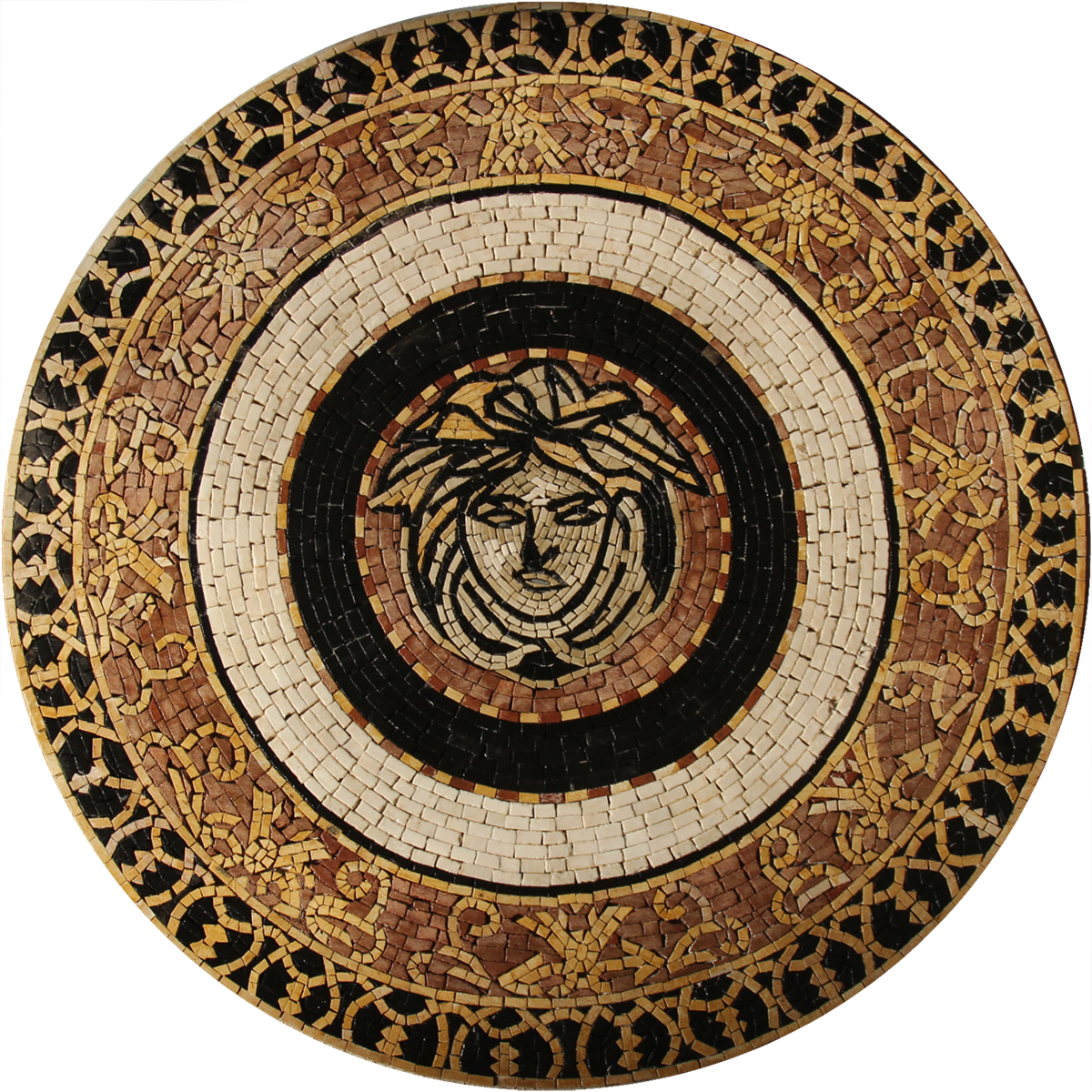 Centered Medusa Face Round Decorative Mosaic - Watch (1200x1200), Png Download