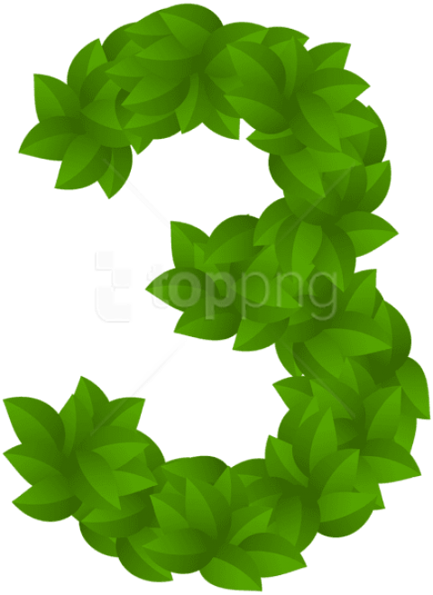 Free Png Leaf Number Three Green Png Images Transparent - Green Leaves Numbers With Leaves Png (480x660), Png Download