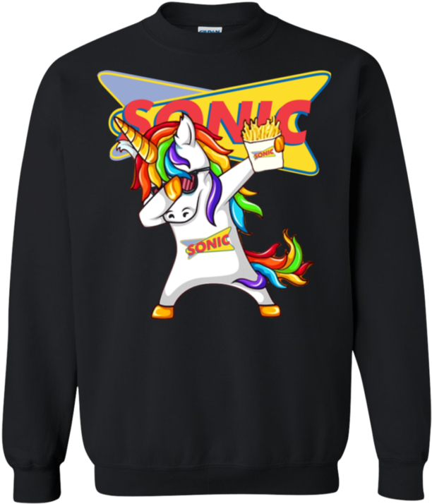 Dabbing Unicorn Loves Sonic Drive-in Shirt - Ugly Christmas Sweater Meme 2018 (720x720), Png Download