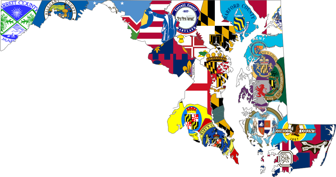 Ocmaryland Counties Flag Map - Vexillology Map (1092x576), Png Download