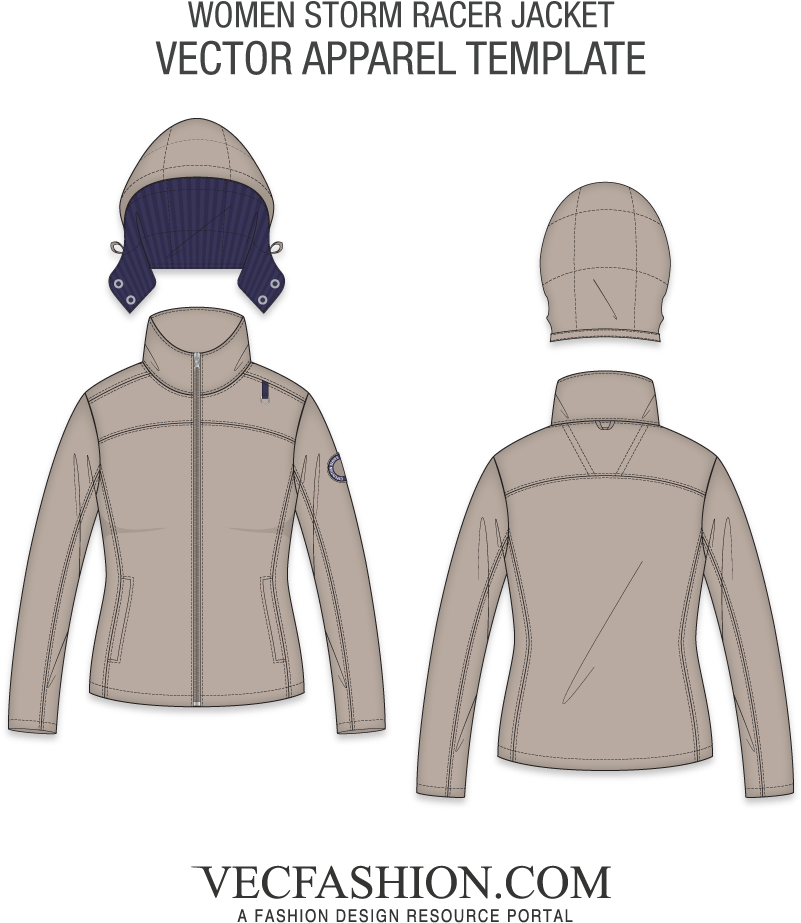 Women Storm Racer Jacket Vector Template - Hoodie Vector (1000x1000), Png Download