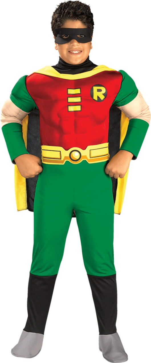 Child Robin Muscle Chest Super Hero Costume - Robin Teen Titans Costume Boy (800x1268), Png Download