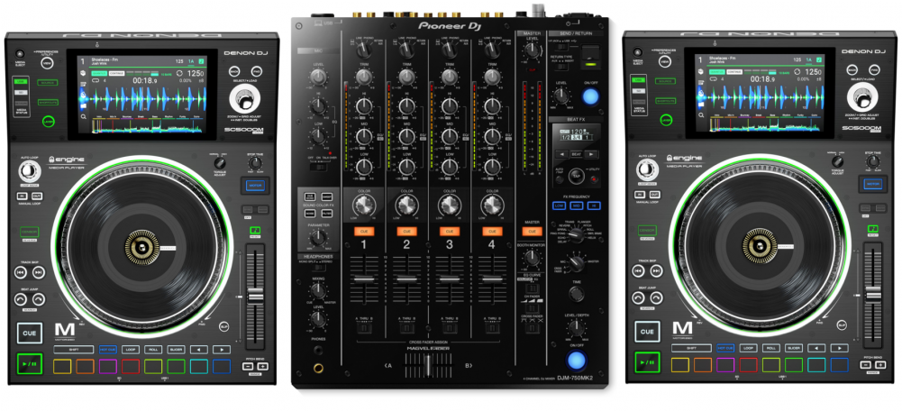 Denon Dj Sc5000m Players Pioneer Dj Djm-750mk2 Mixer - Denon Dj Sc5000 Uk (1000x1194), Png Download