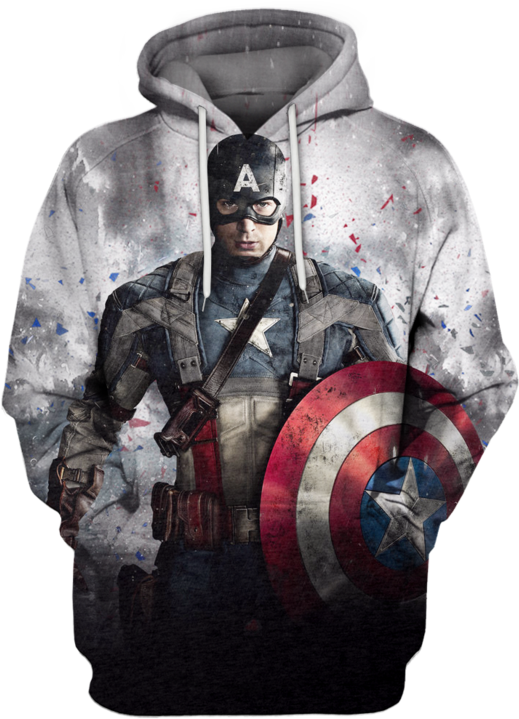 Captain America The Avenger Movie Hoodie 3d - Marvel Wallpaper Captain America (760x759), Png Download