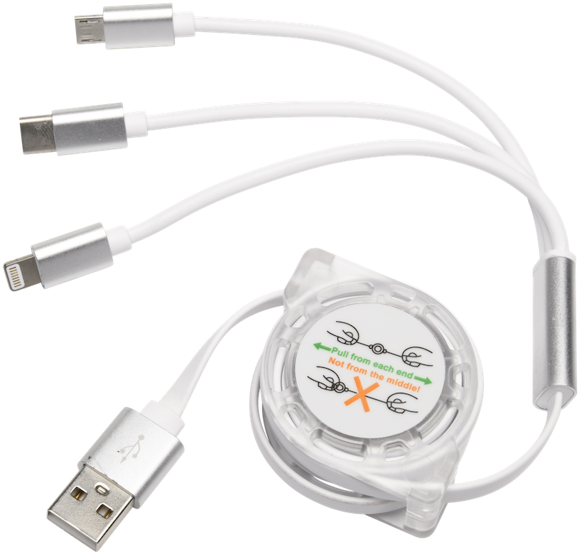 3 In 1 Retractable Usb Phone Charging Cord (1000x944), Png Download
