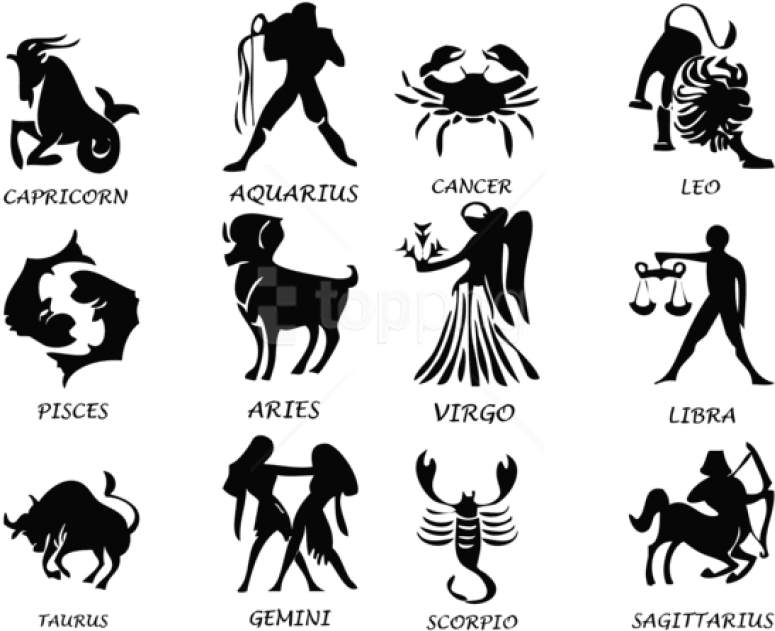 Free Png Download Transparent Zodiac Signs Set Clipart - Zodiac (850x673), Png Download