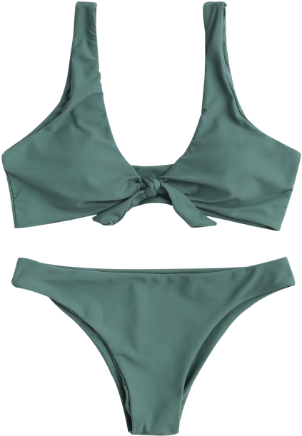 Knotted Scoop Bikini Top And Bottoms - Bikini Con Moño (480x640), Png Download