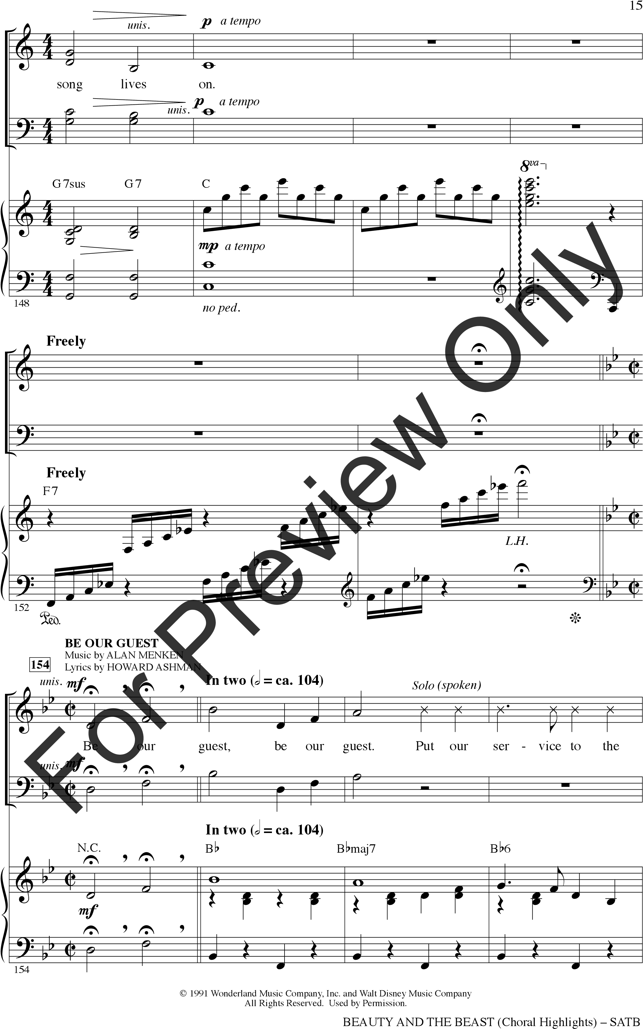 Beauty And The Beast Thumbnail - There's Still My Joy Sheet Music Arranged (3060x3960), Png Download