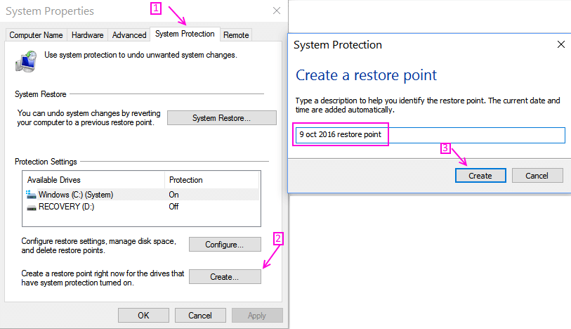 Create Restore Point Windows - System Restore In Windows 7 (813x468), Png Download