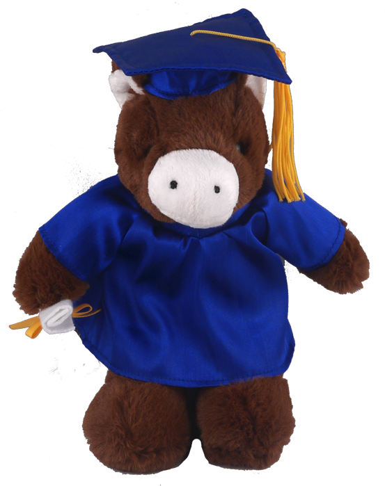 Bear With Me Plush Horse 8" With Personalized Black - Horse In Graduation Cap (562x709), Png Download