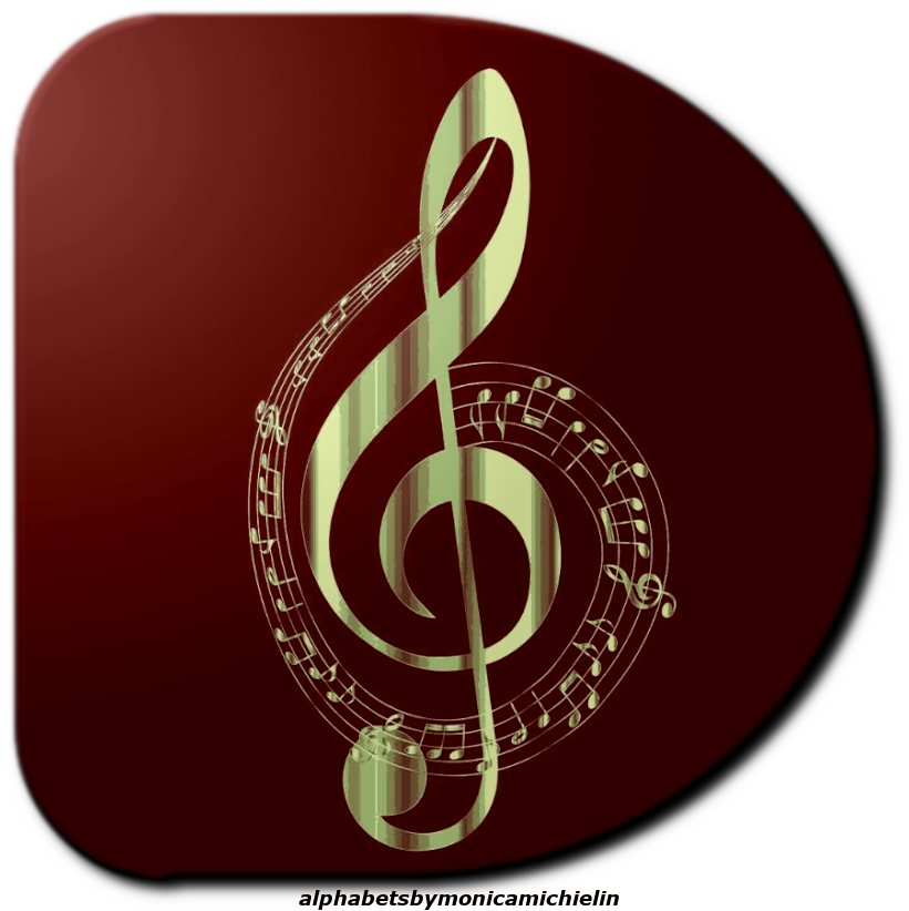 Alfabeto De Clave De Sol Png, Treble Clef Alphabet - Black And Gold Musical Notes (841x833), Png Download