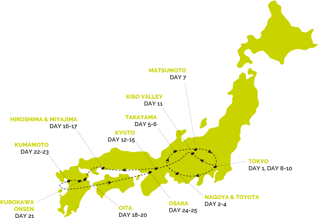 In Between You'll Travel All Over Honshu And Kyushu - Small Japan Map (1200x733), Png Download