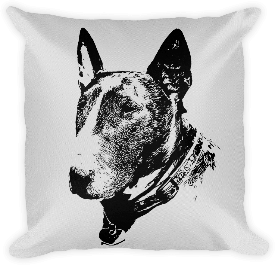 Bull Terrier Duotone Comic White Decorative Pillow - Pitbull With Small Eyes (1000x1000), Png Download