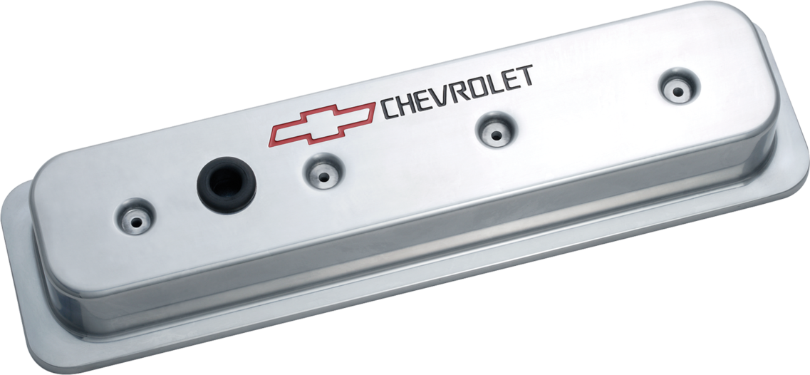 Engine Valve Covers Center Bolt Style Die Cast Polish - Chevrolet (1137x526), Png Download