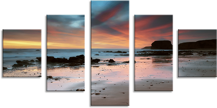 Orange Mist Sunset 5 Panel Cascade Canvas Picture - Picture Frame (800x601), Png Download