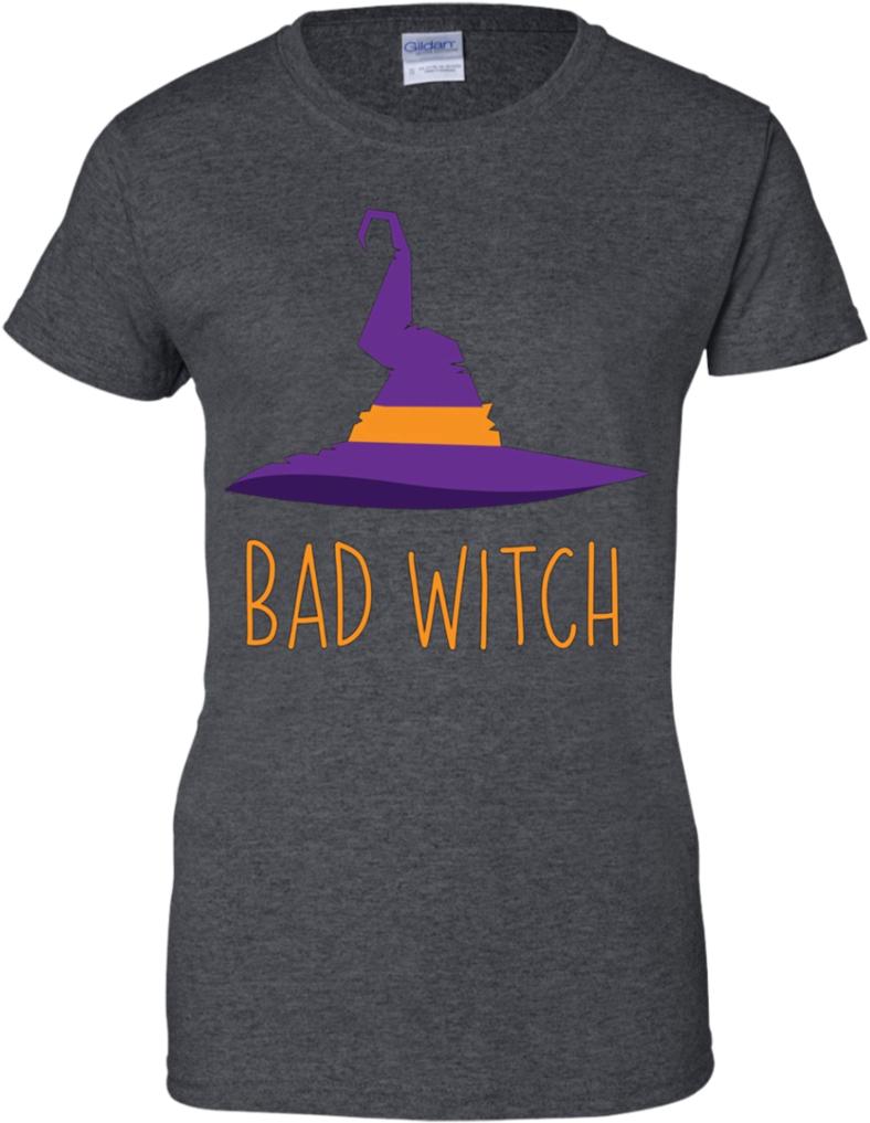 Bad Witch Funny Halloween Witches Hat Apparel - T-shirt (1024x1024), Png Download