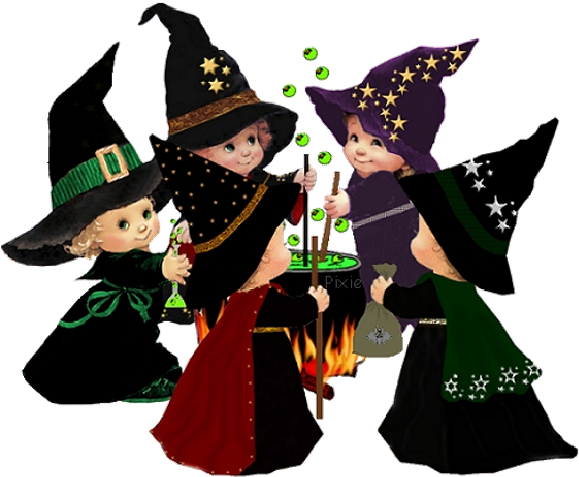 Cartoon Baby Witch With Black Cat,black Hat Witches - Cute Halloween Witches (600x600), Png Download