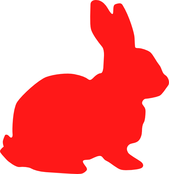 Red Bunny Silhouette Clip Art - Bunny Silhouette (582x599), Png Download