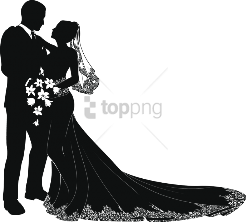 Free Png Silueta Novios Png Image With Transparent - Wedding Couple Vector Png (850x768), Png Download