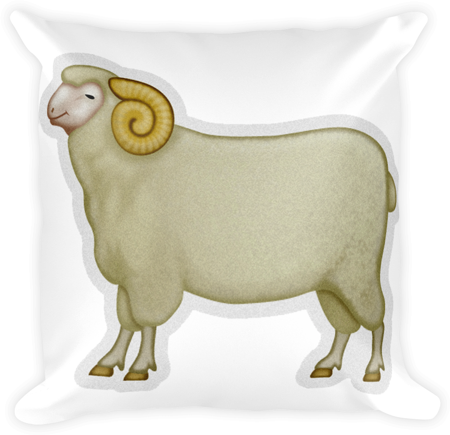 Emoji Pillow - Ram - Sheep (1000x1000), Png Download