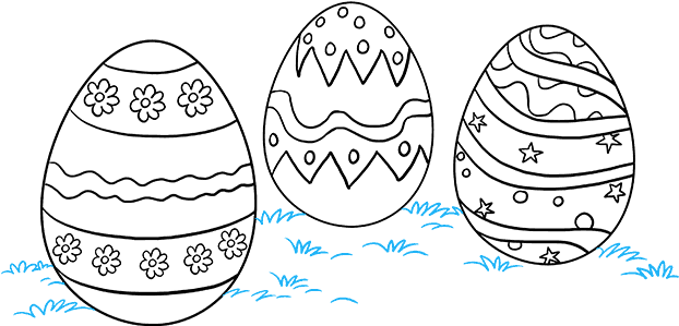 How To Draw Easter Eggs - Sketch (680x678), Png Download